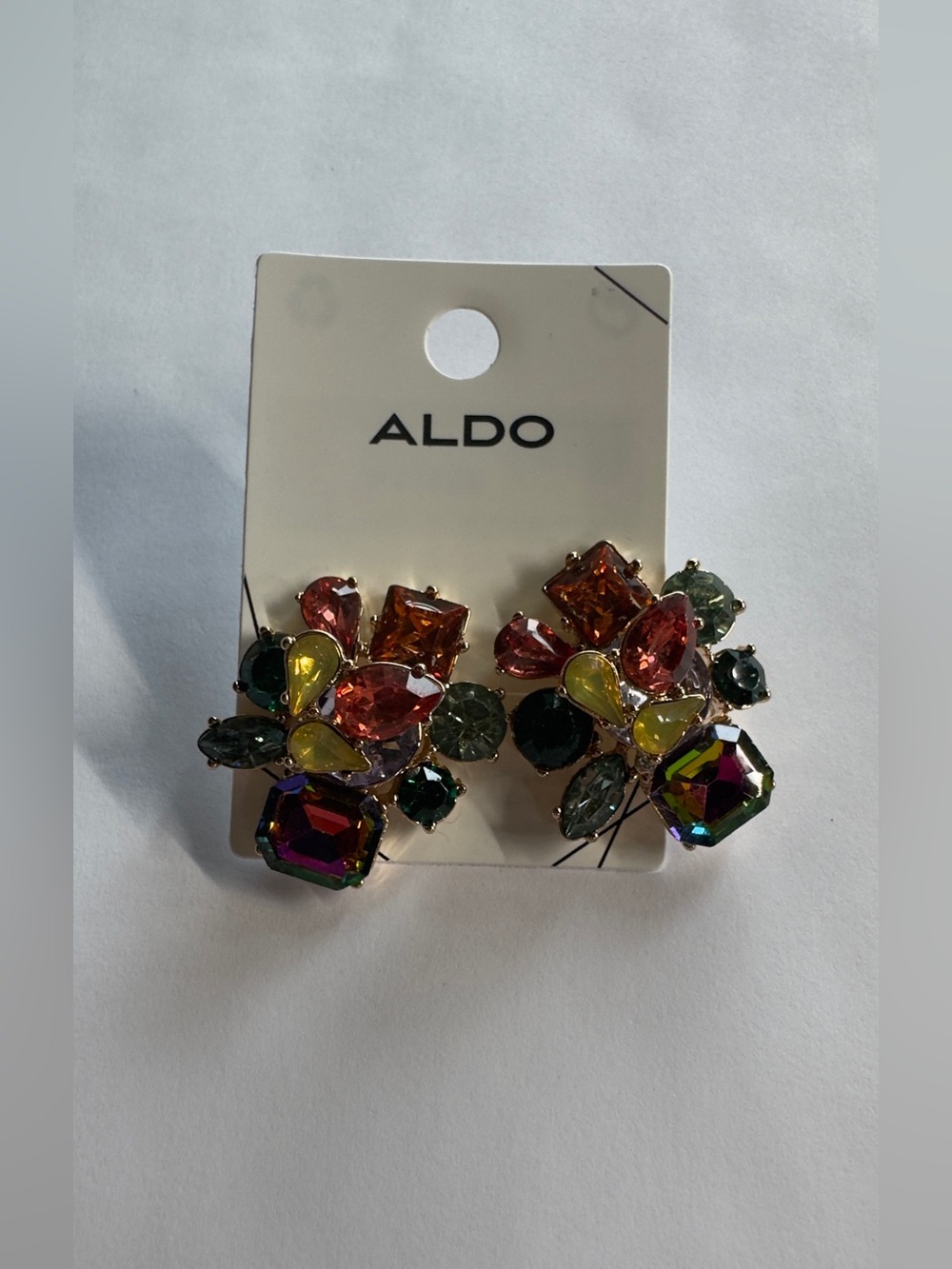 ALDO Multicolor Crystal Cluster Earrings with Yellow Accents